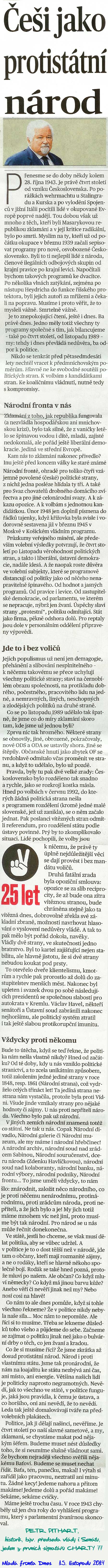 Úvaha Petra Pitharta k 17. listopadu 
